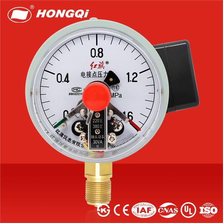 Manómetros de contacto eléctrico con conectores de cobre gris