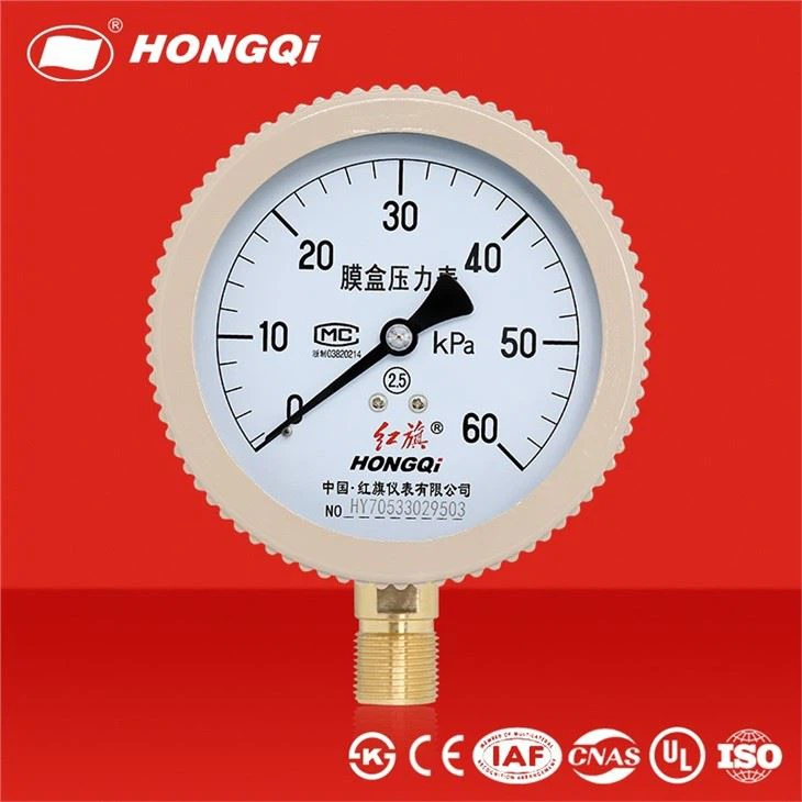 100mm Natural Gas Capsule Pressure Gauge Micro Capsule Pressure Meter