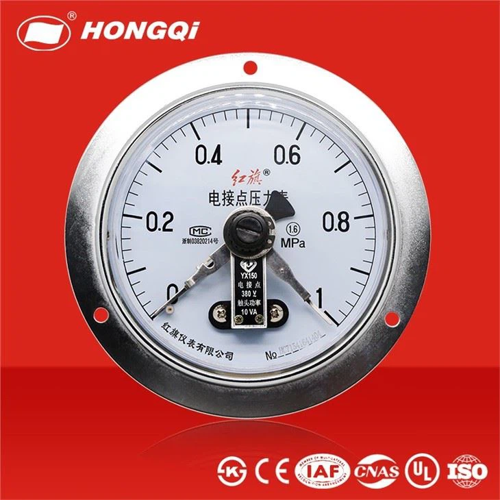 150mm Axial Electric Contact Temperature Pressure Gauge With Flange