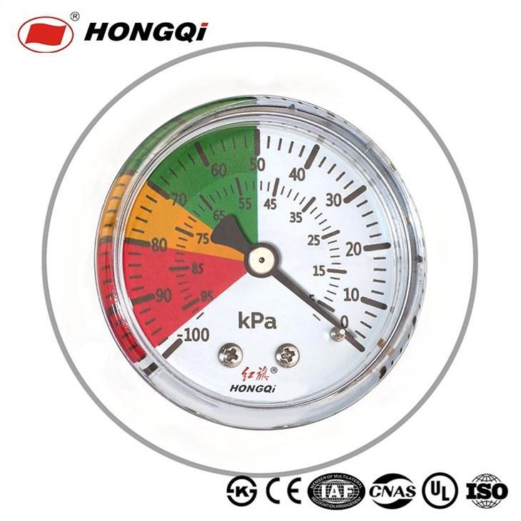 Manómetro de esfera de color de escala doble de 50 mm con borde axial