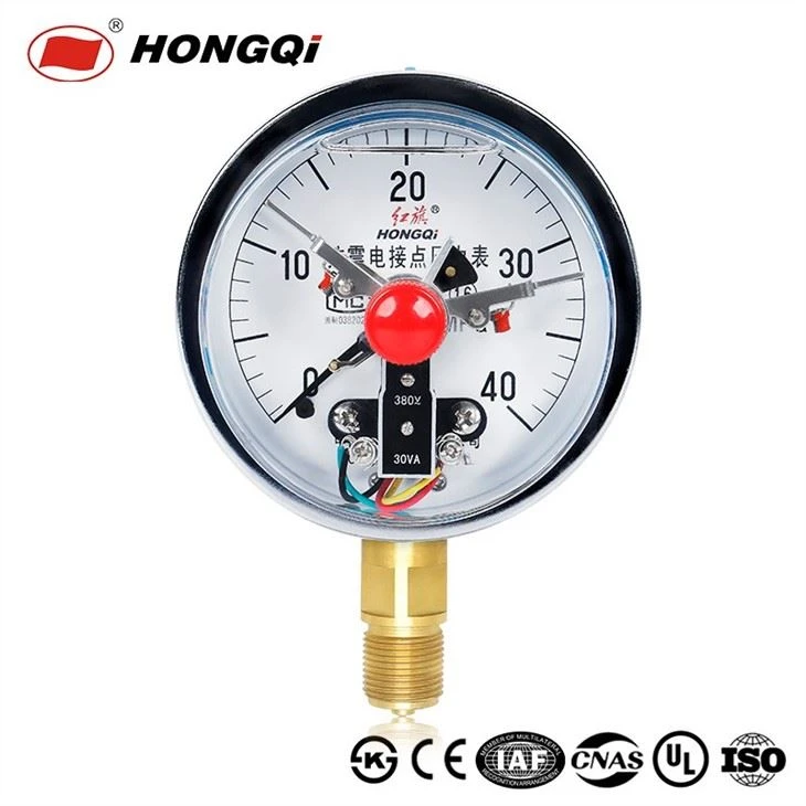 Hongqi 100mm Alarm Electric Contact With Upper And Lower Limit Pressure Gauge