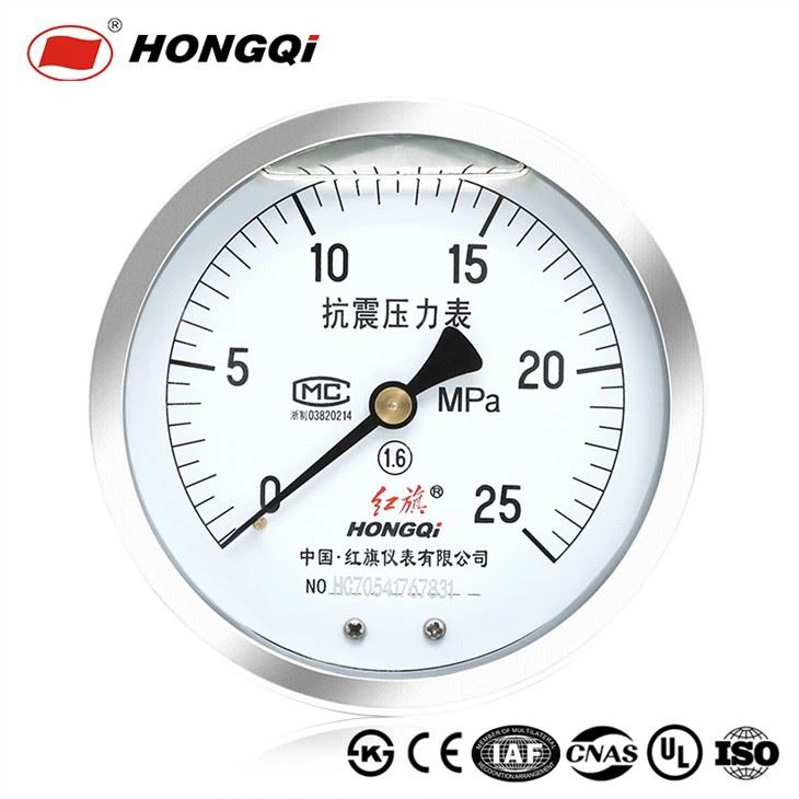 Hongqi Manómetro de acero inoxidable de 100 mm Manómetro lleno de glicerina
