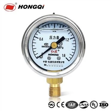 Manómetro de caja de acero inoxidable a prueba de golpes de la serie Hongqi Ytn